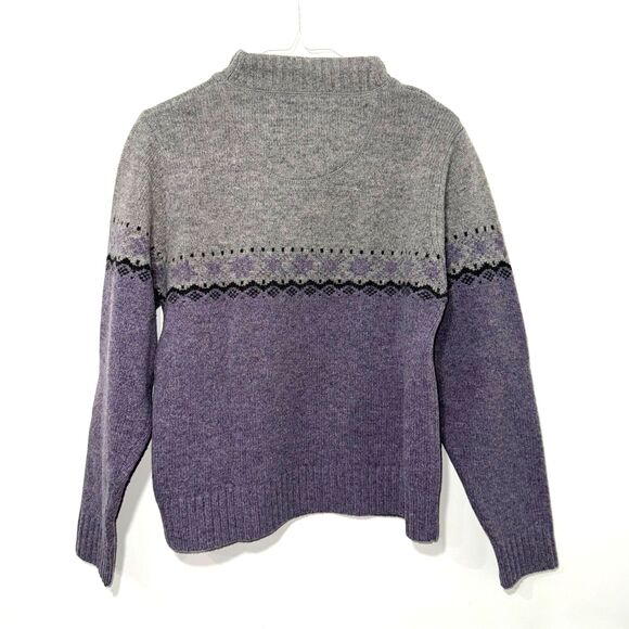 Woolrich 100% Lambs Wool Quarter Zip Fair Isle Sweater - Plum M - Picture 4 of 8
